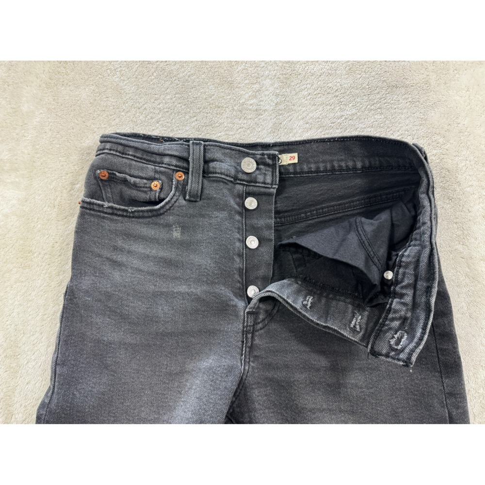 Levi's Womens Wedgie Straight Distressed Black Denim Jeans 29x28 Meas: 28x26.5 - Picture 2 of 9